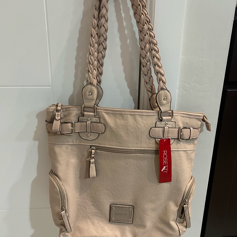 Rosetti Taupe Tote with Braided Straps - Picture 2 of 11
